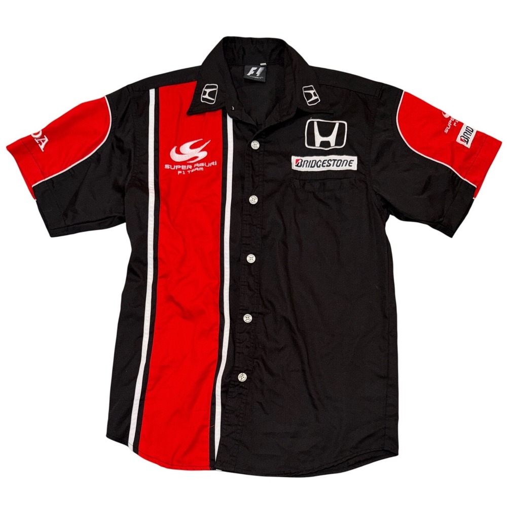 Honda F1 Super Aguri Racing Team Shirt Mens Medium Black Bridgestone Pit Crew